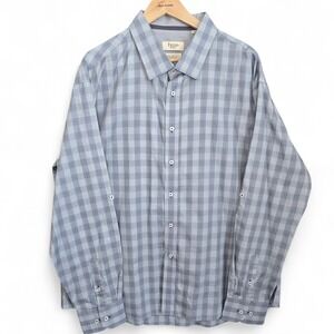 Tiglio Sport Shirt Mens 3X Gray Button Up Checkered Long Sleeve Cotton Italy